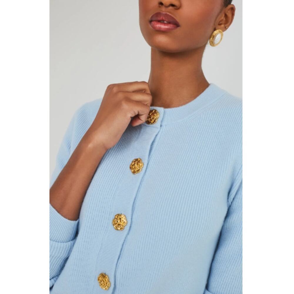 Cara Cara Women's Light Blue Crewneck Ellery Cardigan Sweater Size S - Picture 2 of 10